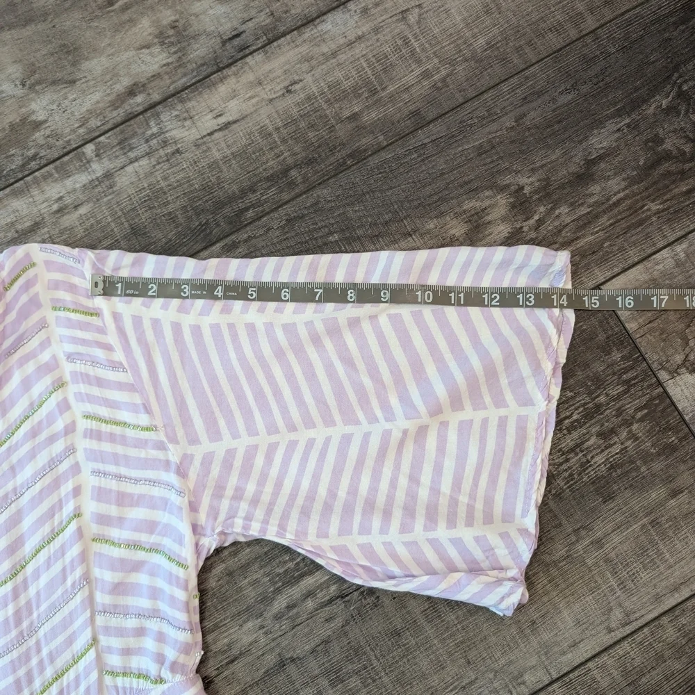 Elegant Skemo Lavender Striped Maxi Dress With Bell Sleeves. Sz. M - Picture 8 of 9